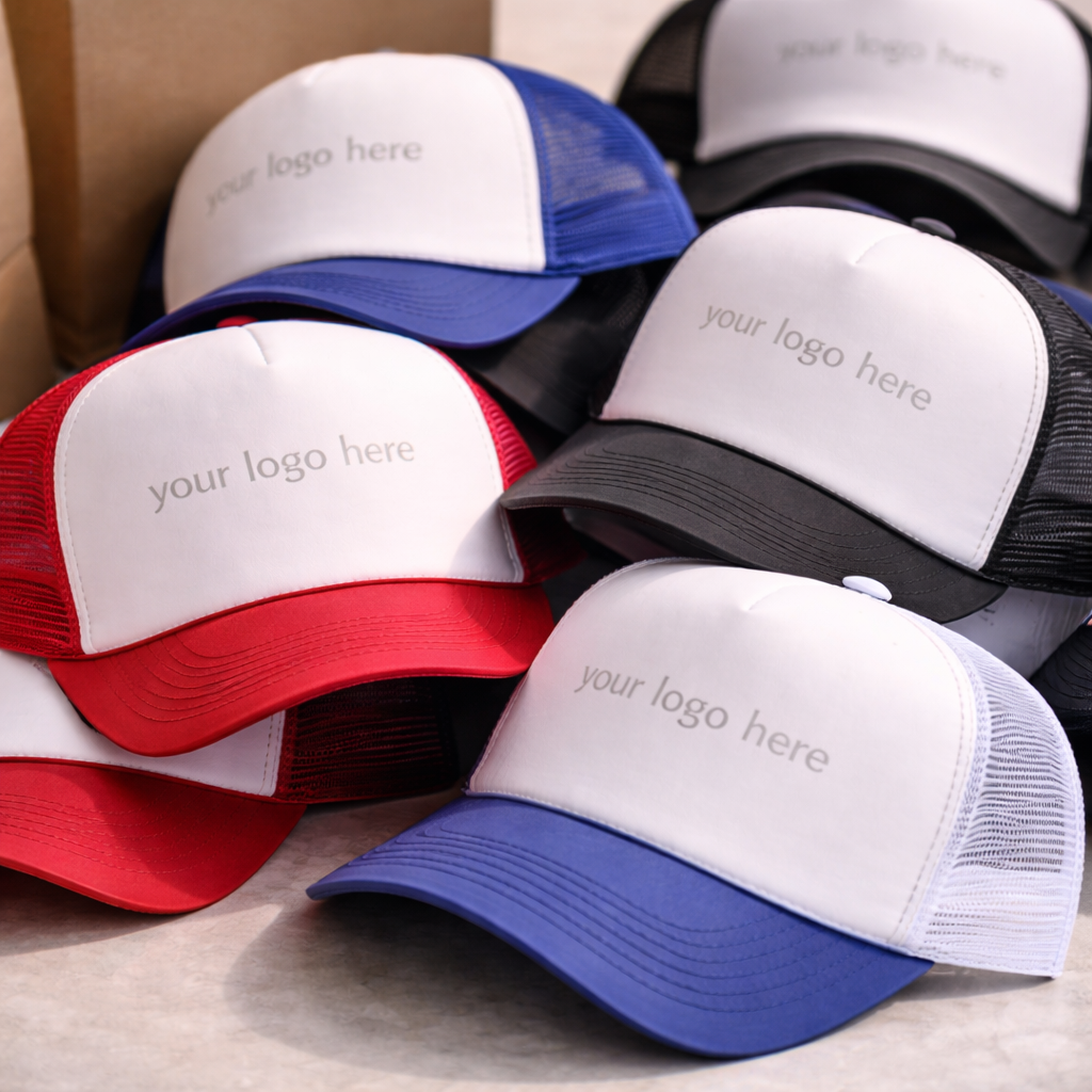 Bulk custom hats in production