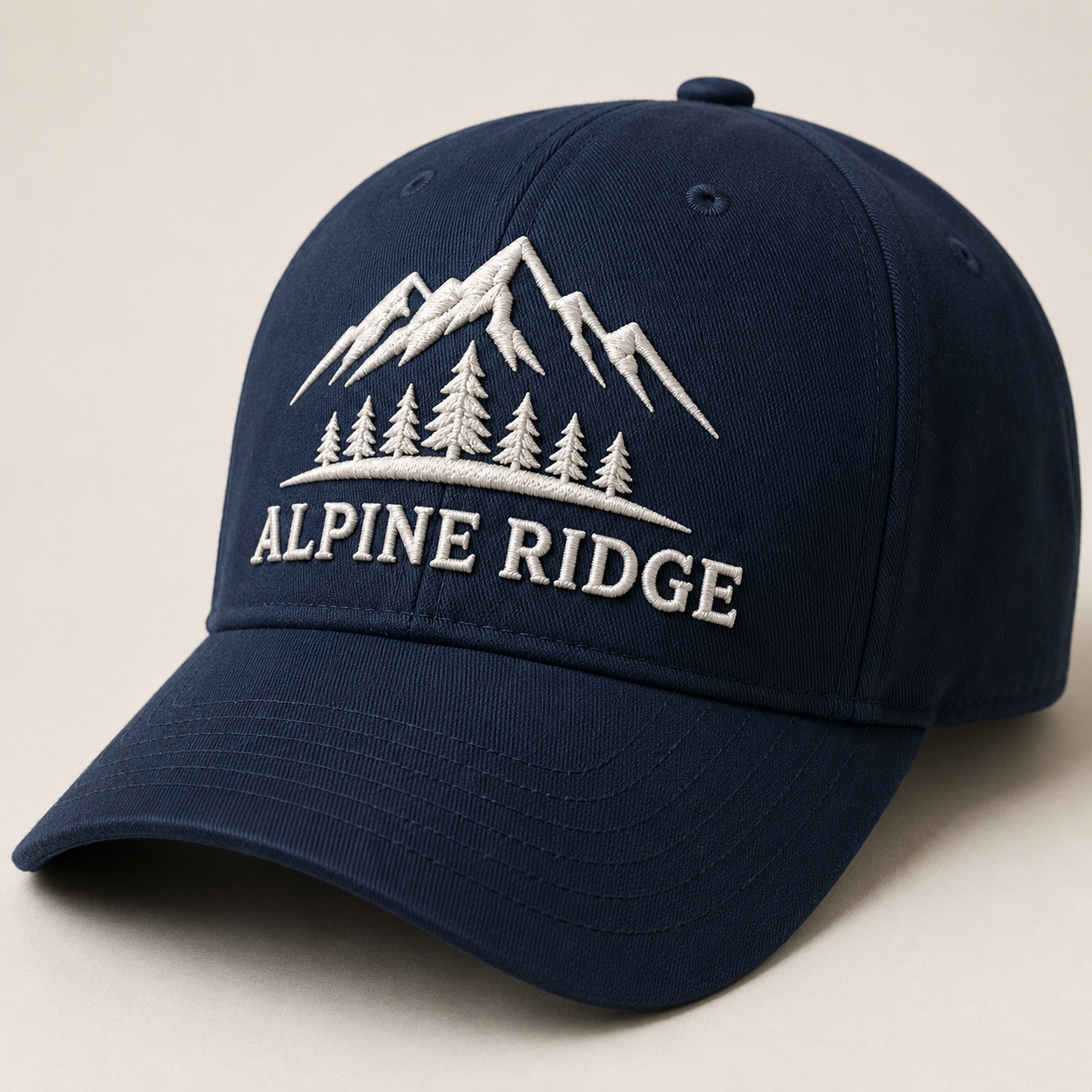 Close up embroidery stitching on custom hat
