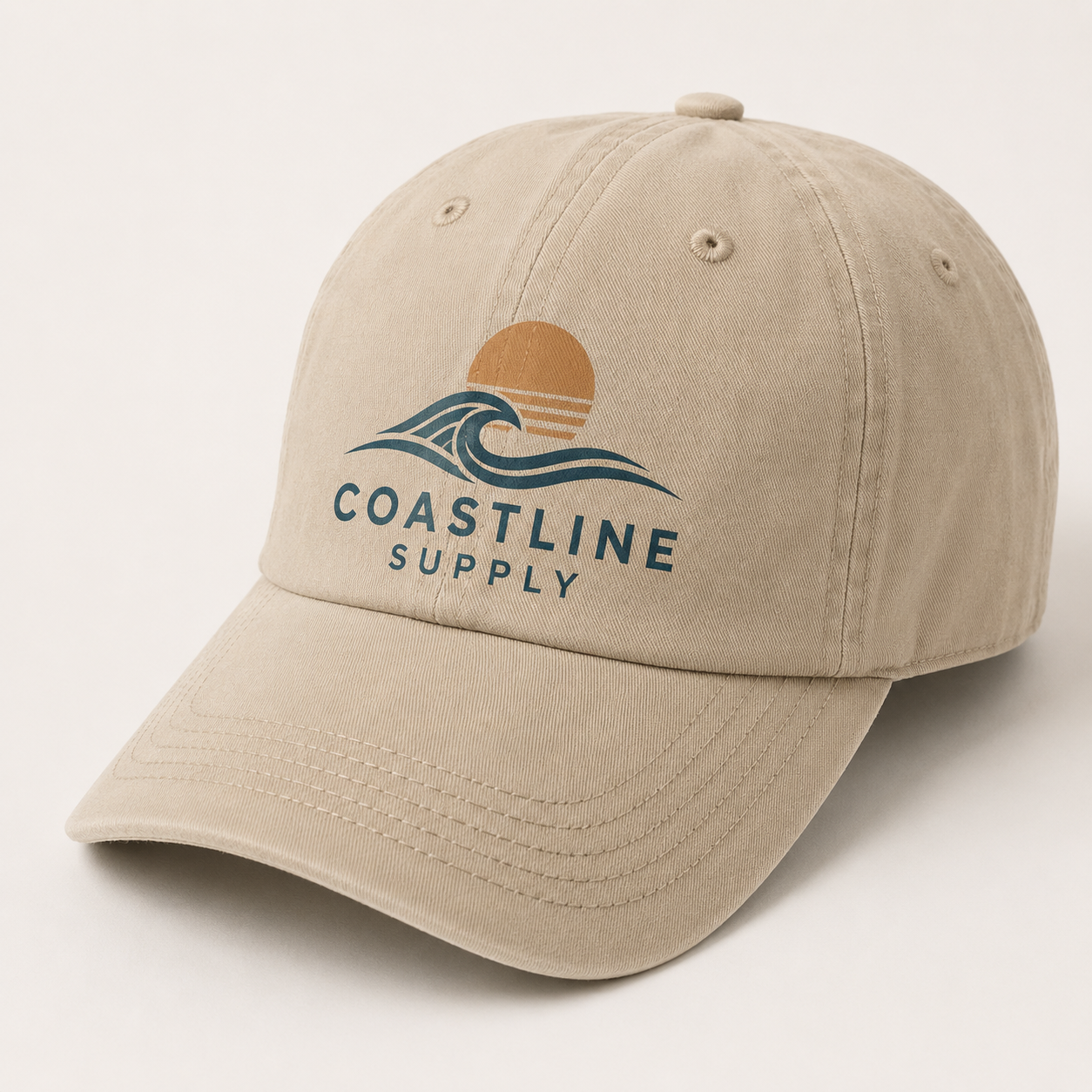 Close up printed logo on custom hat
