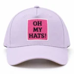 Lavender five-panel baseball hat with a pink OH MY HATS patch on a white background.