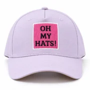 Lavender five-panel baseball hat with a pink OH MY HATS patch on a white background.